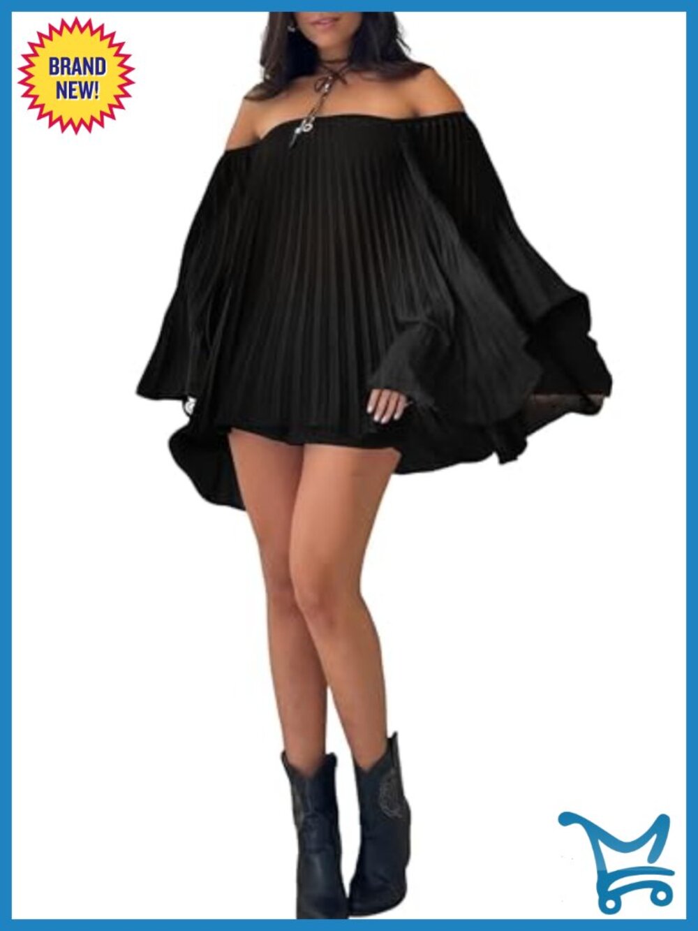 Women 2 Piece Pleated Outfit Off Shoulder Top & Shorts Set Vacation